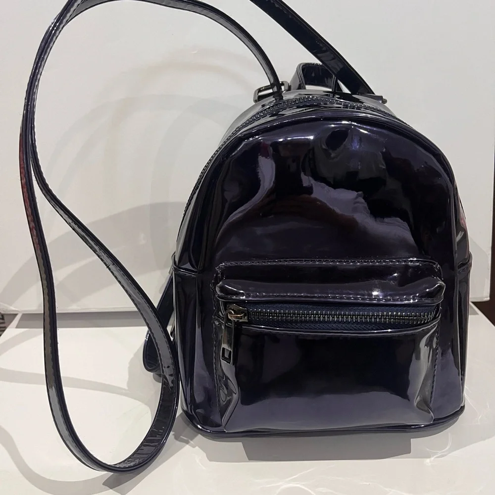 Call It Spring Shiny Dark Purple Navy Backpack - Picture 6 of 15